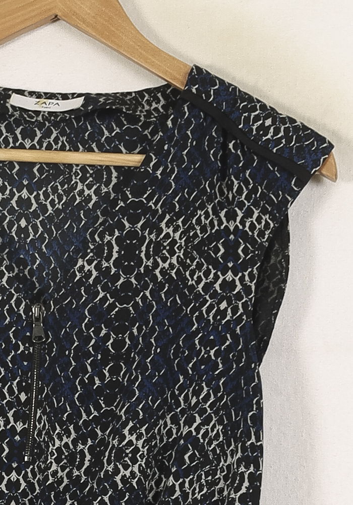 Robe Courte Bleue et Noire - Taille S/36 de la marque ZAPA | PARAD70002 - Vendu par Paradigme - Image 3