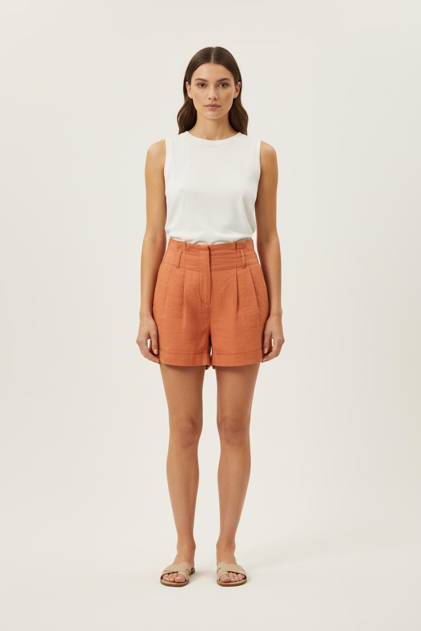 Short Taille Haute Orange - Taille M/38 de la marque Galeries Lafayette | PARAD70007 - Vendu par Paradigme - Image 1