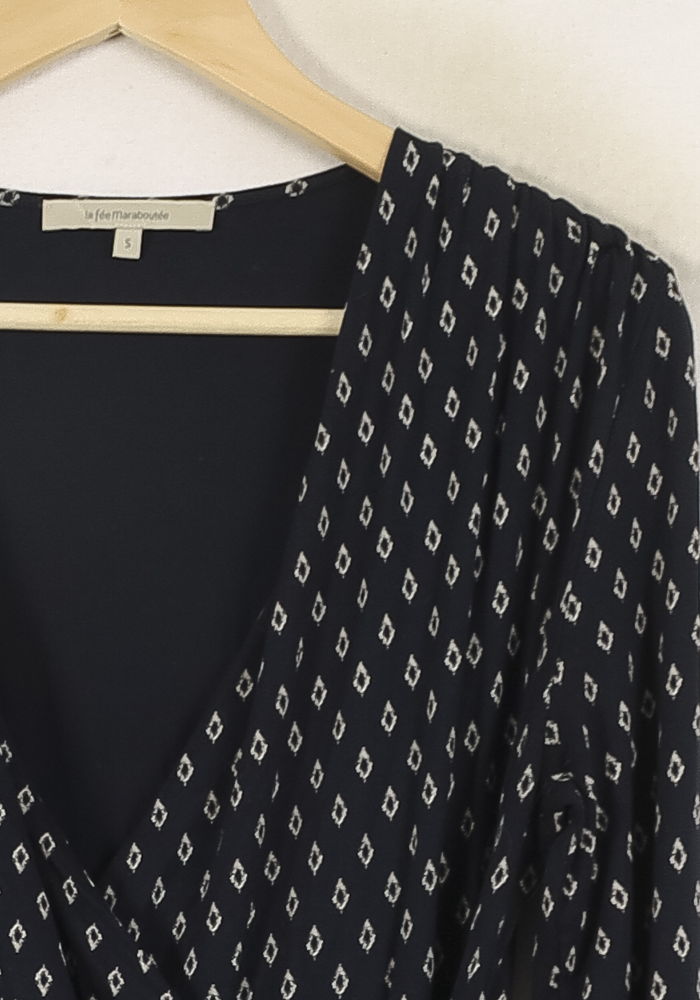 Robe Portefeuille Bleue - Taille S/36 de la marque La Fée Maraboutée | PARAD70010 - Vendu par Paradigme - Image 3