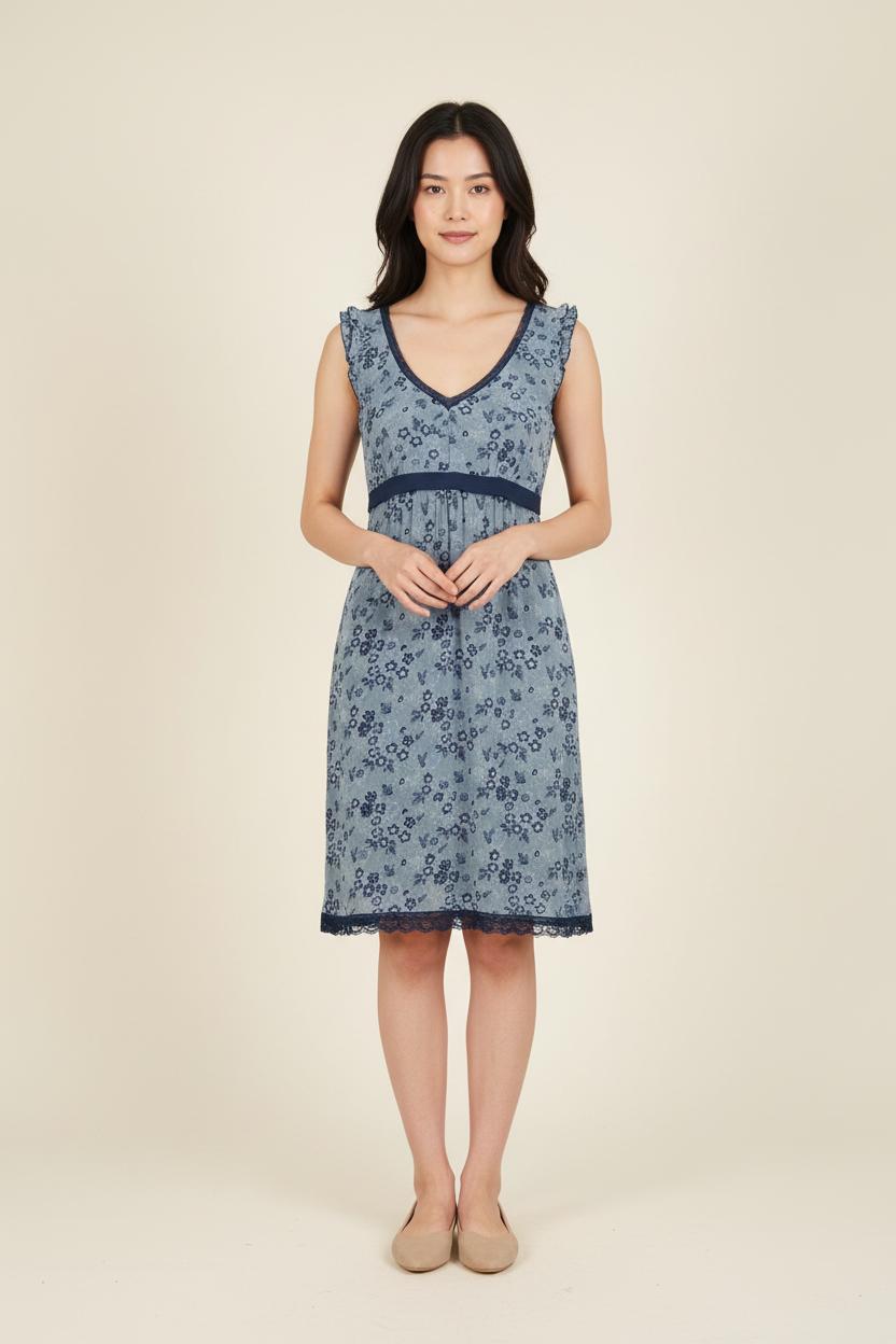Robe Fleurie Bleue - Taille S/36 de la marque La Fée Maraboutée | PARAD70011 - Vendu par Paradigme - Image 1