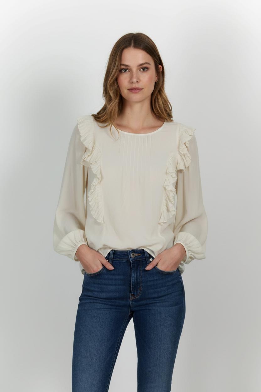 Blouse Beige - Taille S/36 de la marque Sandro | PARAD70048 - Vendu par Paradigme - Image 1
