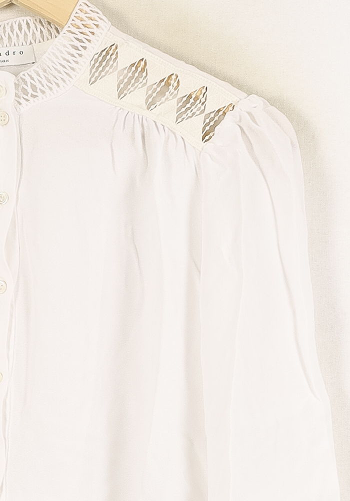 Blouse Blanche - Taille S/36 de la marque Sandro | PARAD70059 - Vendu par Paradigme - Image 3