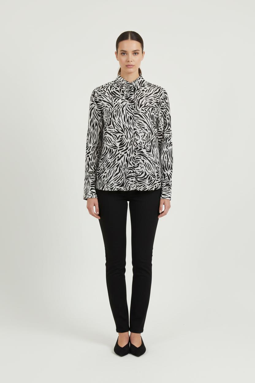 Chemise Noire et Blanche - Taille S/36 de la marque Caroll | PARAD70120 - Vendu par Paradigme - Image 1