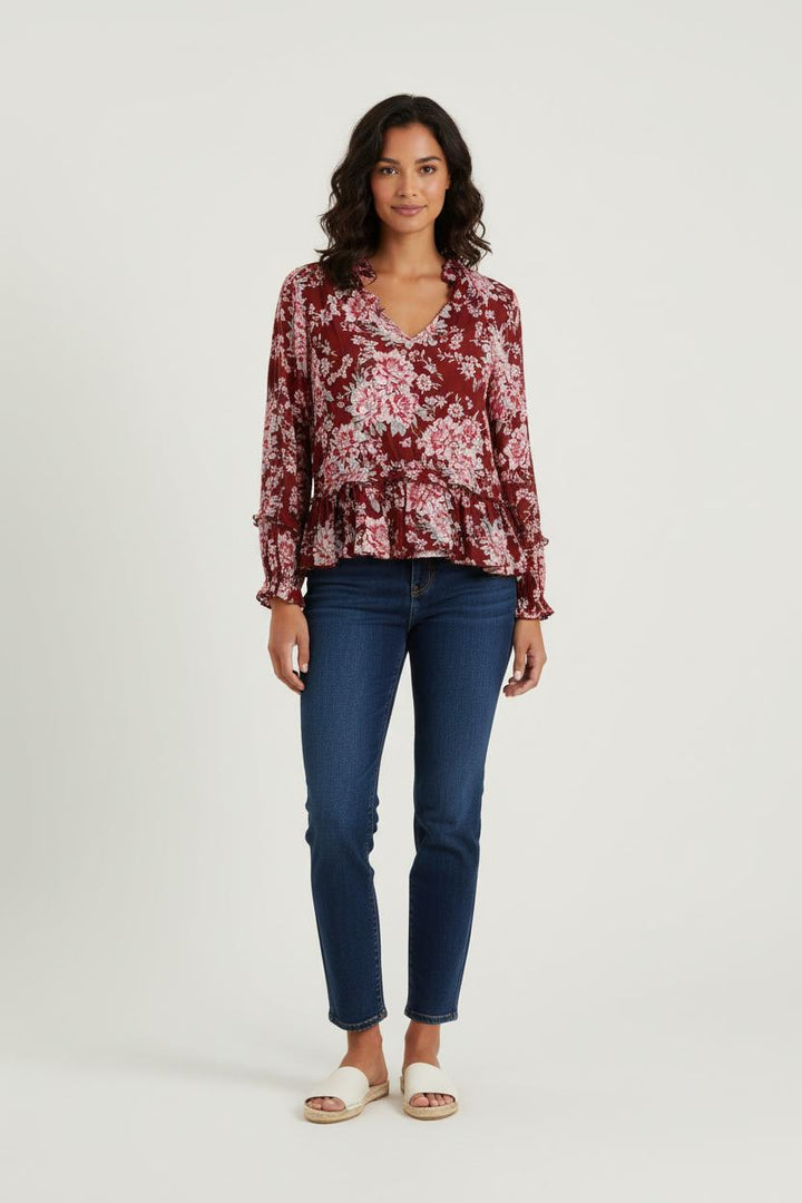 Blouse Bordeau et Blanche - Taille M/38 de la marque Petite Mendigote | PARAD70138 - Vendu par Paradigme - Image 1
