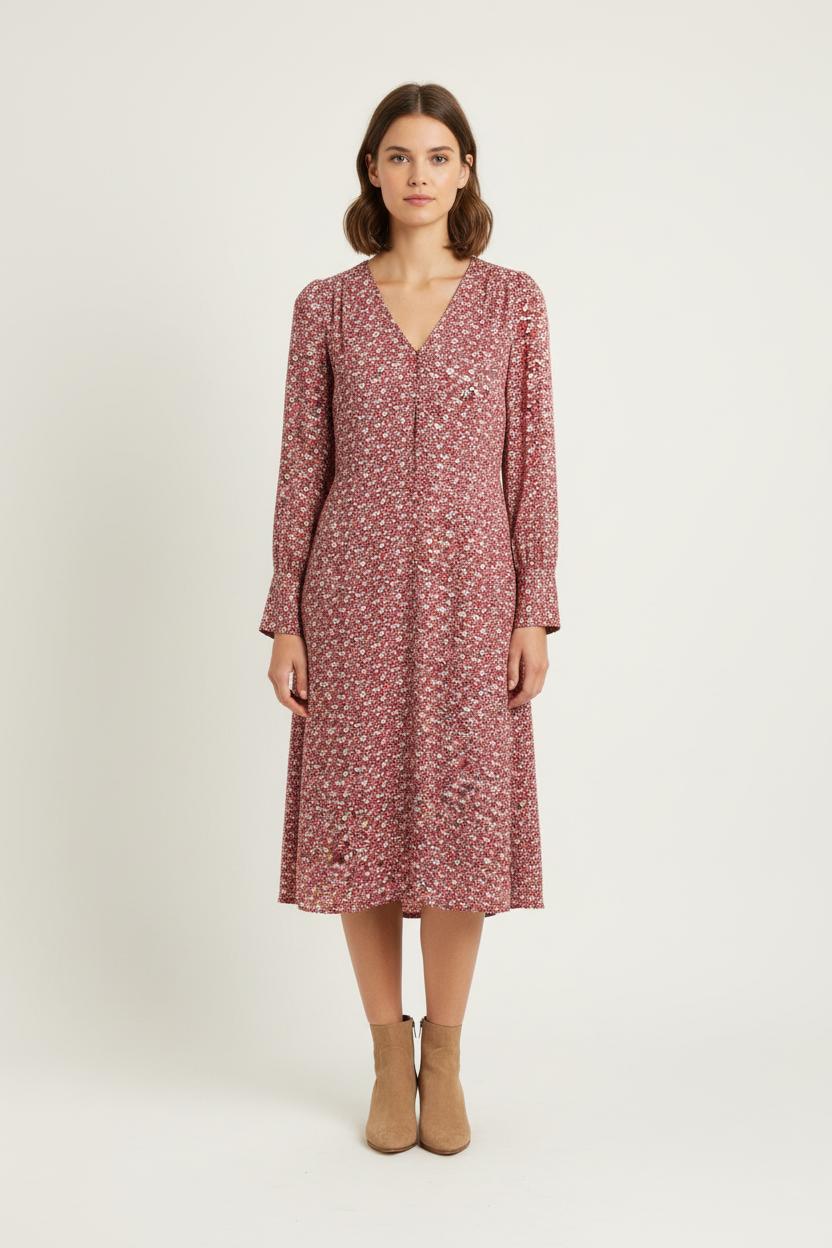 Robe Fleurie Rouge et Blanche - Taille S/36 de la marque Caroll | PARAD70151 - Vendu par Paradigme - Image 1