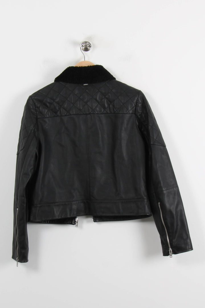Blouson en Cuir Noir - Taille L/40 de la marque IKKS | PARAD70153 - Vendu par Paradigme - Image 4