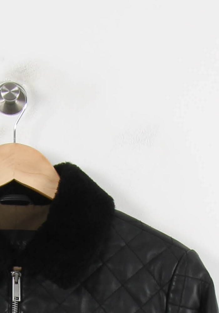 Blouson en Cuir Noir - Taille L/40 de la marque IKKS | PARAD70153 - Vendu par Paradigme - Image 3