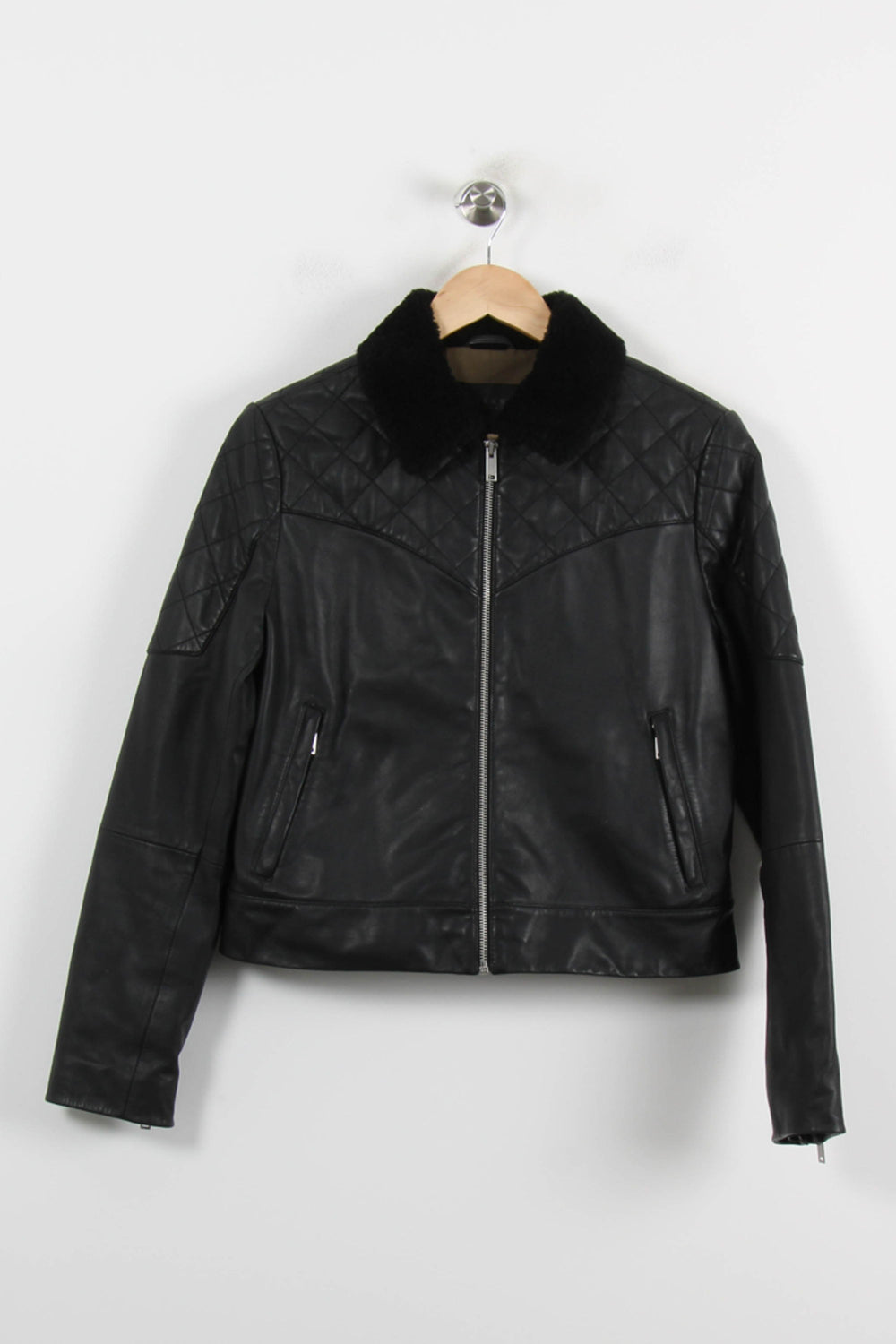 Blouson en Cuir Noir - Taille L/40 de la marque IKKS | PARAD70153 - Vendu par Paradigme - Image 2