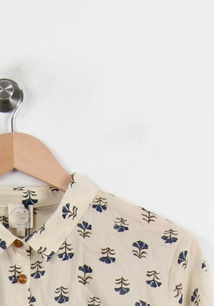 Chemise Imprimée Beige et Bleue - Taille XS/34 de la marque Des petits hauts | PARAD70173 - Vendu par Paradigme - Image 3