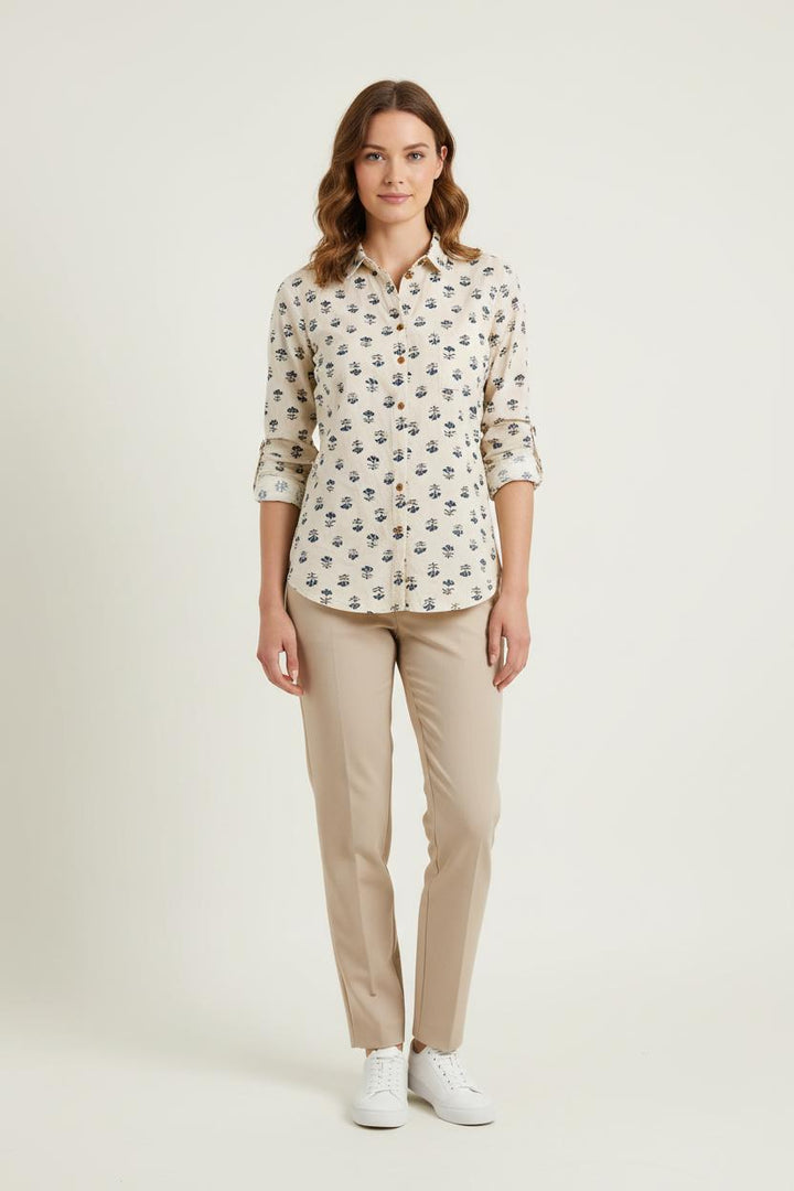 Chemise Imprimée Beige et Bleue - Taille XS/34 de la marque Des petits hauts | PARAD70173 - Vendu par Paradigme - Image 1