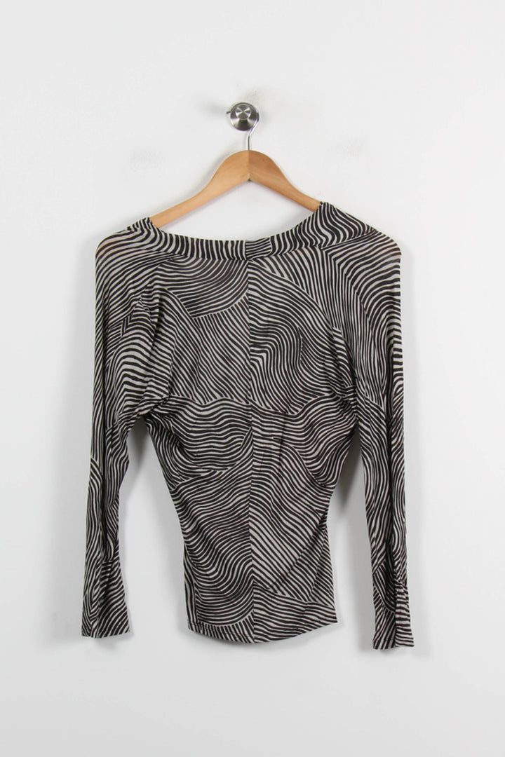 Blouse Noire et Blanche - Taille M/38 de la marque Max Mara | PARAD70202 - Vendu par Paradigme - Image 4