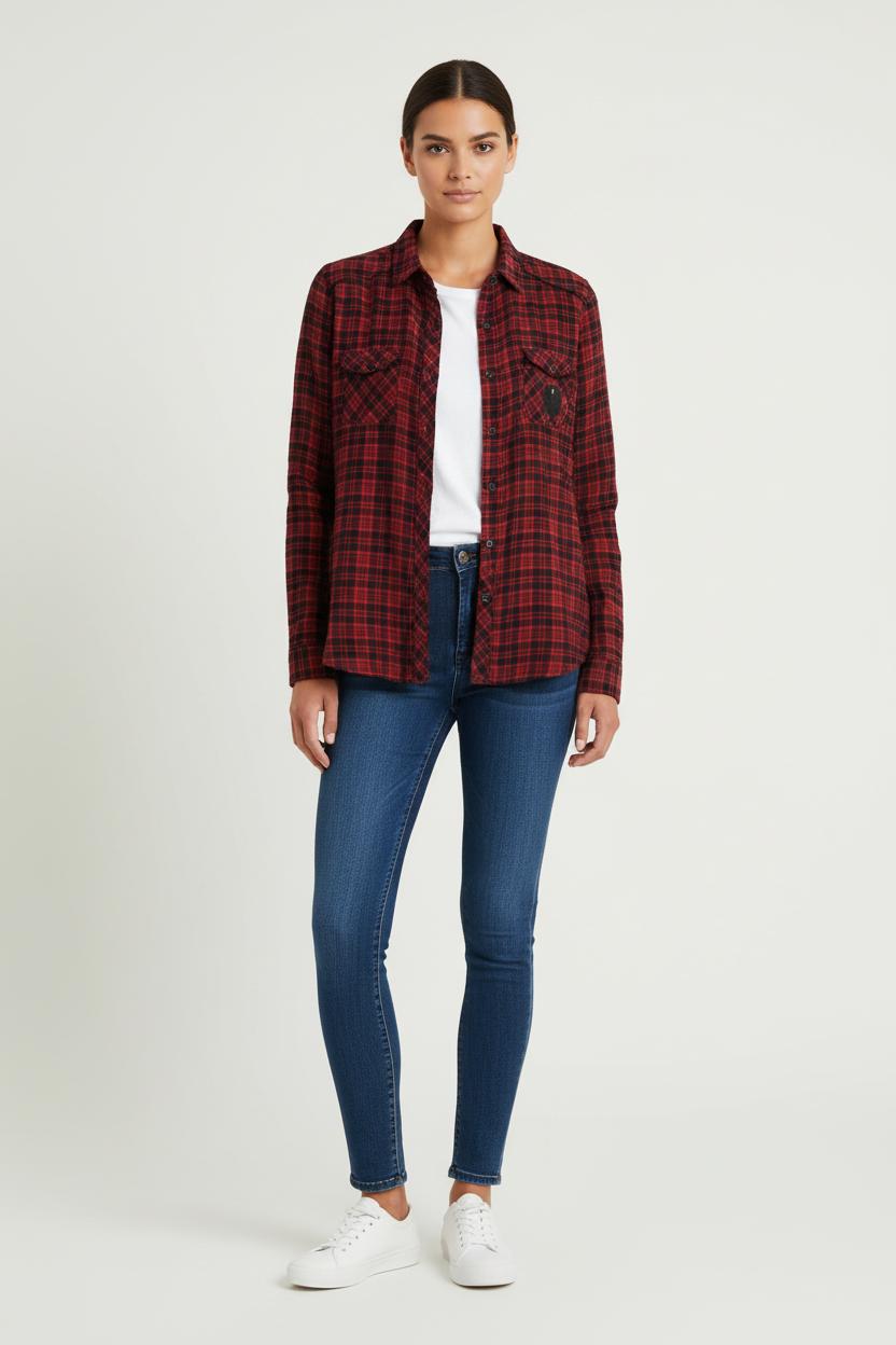 Chemise À Carreaux Rouge et Noir - Taille L/40 de la marque The Kooples | PARAD70203 - Vendu par Paradigme - Image 1
