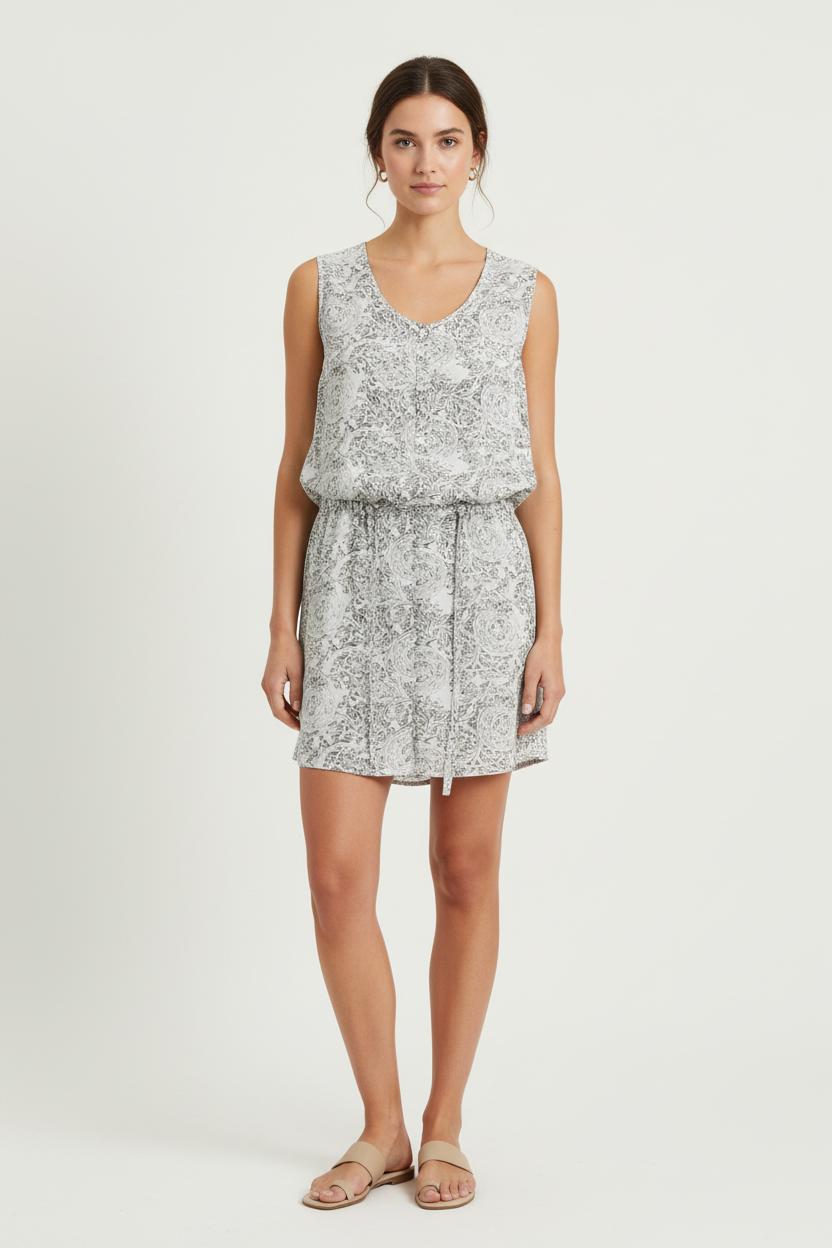 Robe Courte Blanche et Grise - Taille M/38 de la marque Sud express | PARAD70205 - Vendu par Paradigme - Image 1