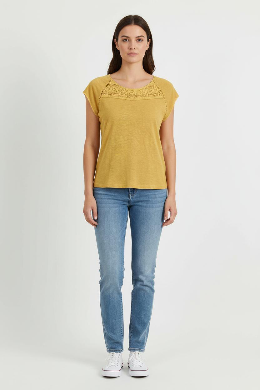 Top Jaune - Taille S/36 de la marque La Fée Maraboutée | PARAD70212 - Vendu par Paradigme - Image 1