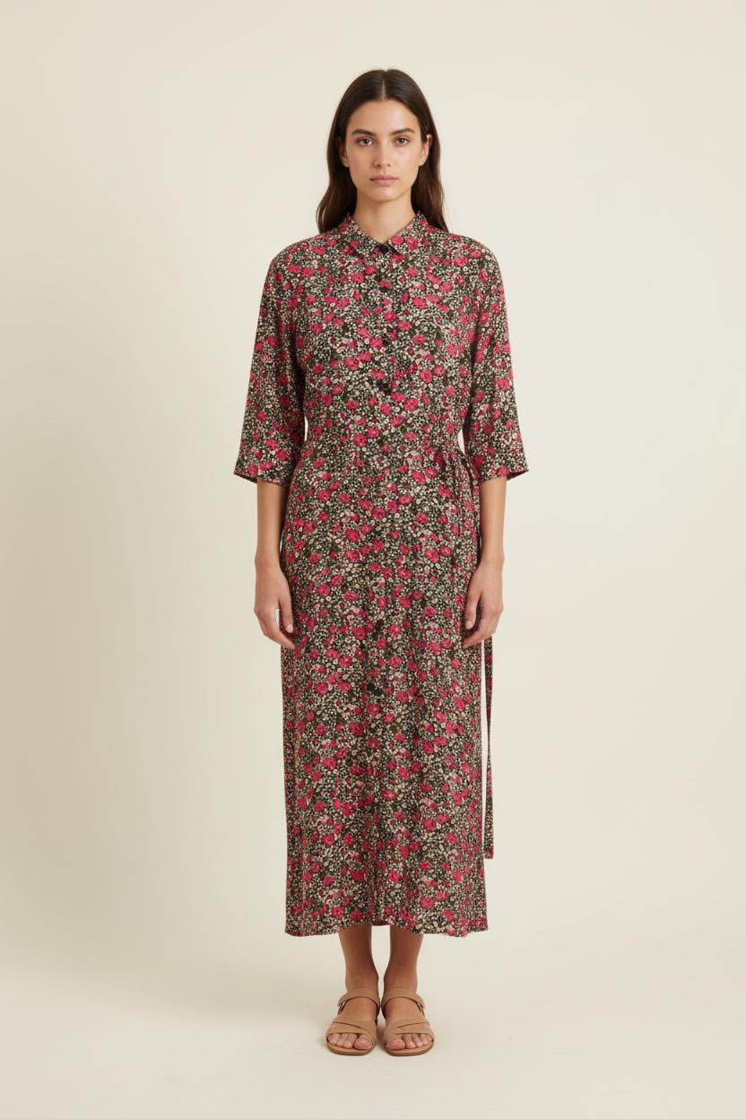 Robe Fleurie Rouge et Noire - Taille S/36 de la marque Des petits hauts | PARAD70215 - Vendu par Paradigme - Image 1