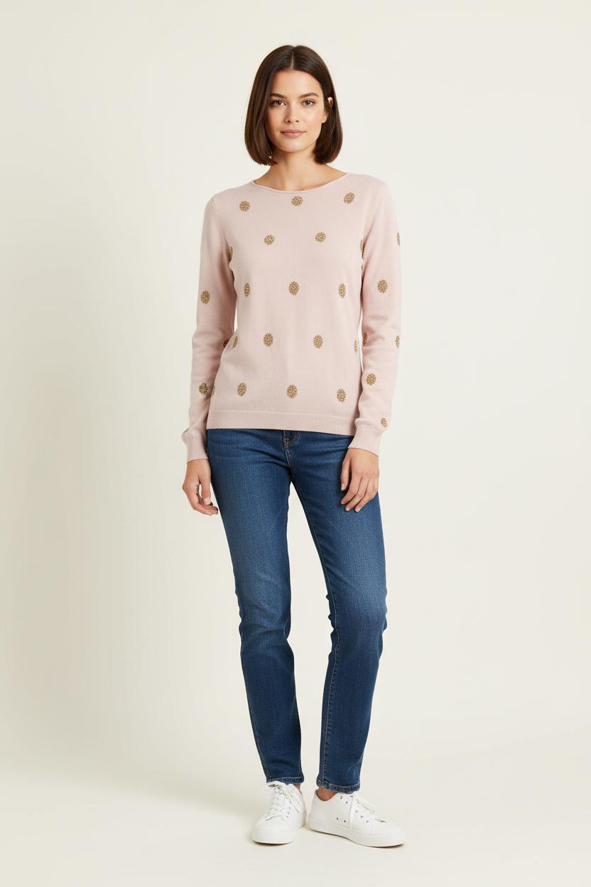 Pull Rose et Doré - Taille S/36 de la marque La Fée Maraboutée | PARAD70240 - Vendu par Paradigme - Image 1