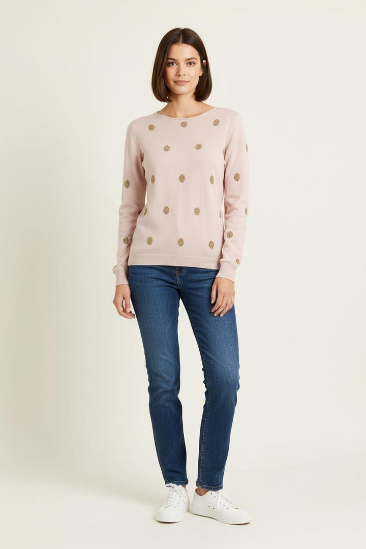 Pull Rose et Doré - Taille S/36 de la marque La Fée Maraboutée | PARAD70240 - Vendu par Paradigme - Image 1