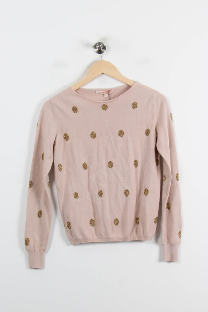 Pull Rose et Doré - Taille S/36 de la marque La Fée Maraboutée | PARAD70240 - Vendu par Paradigme - Image 2