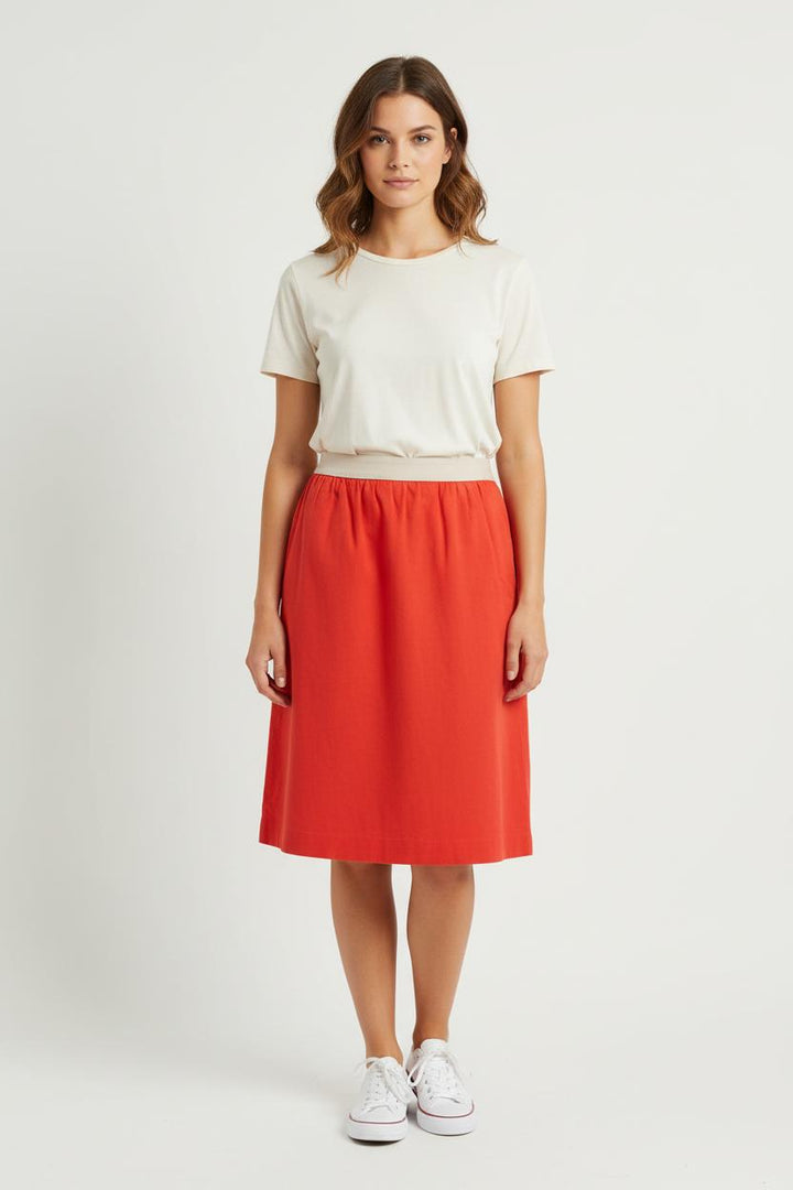 Jupe Courte Rouge et Beige - Taille S/36 de la marque Comptoir des Cotonniers | PARAD71004 - Vendu par Paradigme - Image 1