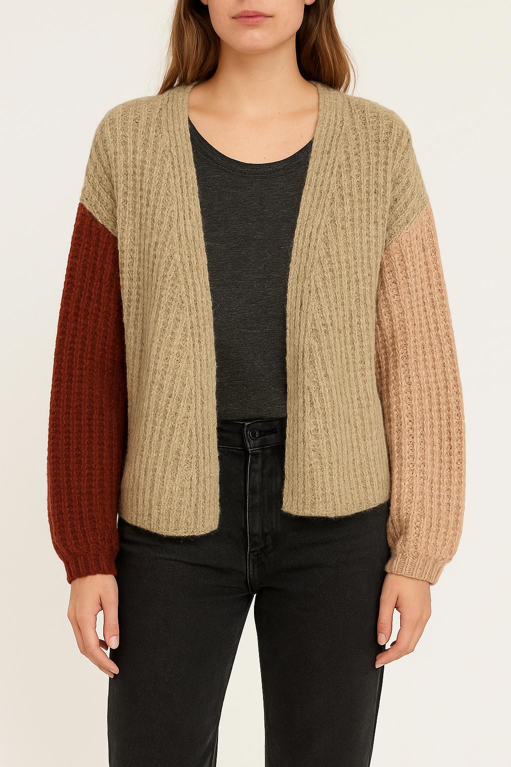 Cardigan Beige Rose et Bordeaux - Taille M/38 de la marque Parisienne et Alors | PARAD71032 - Vendu par Paradigme - Image 1