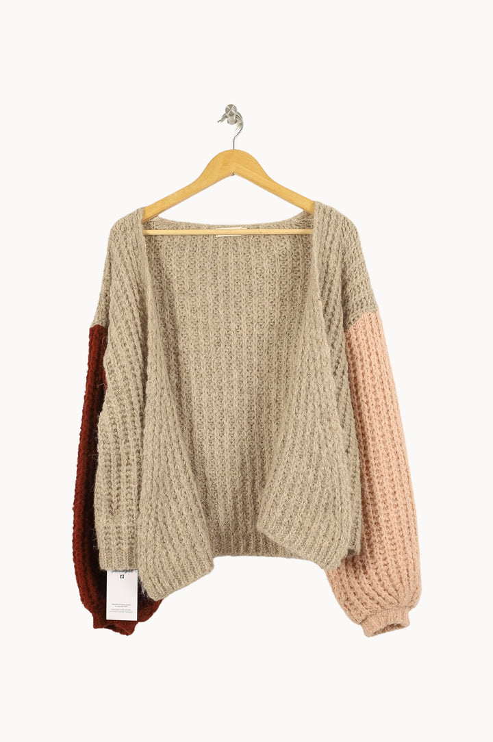 Cardigan Beige Rose et Bordeaux - Taille M/38 de la marque Parisienne et Alors | PARAD71032 - Vendu par Paradigme - Image 2