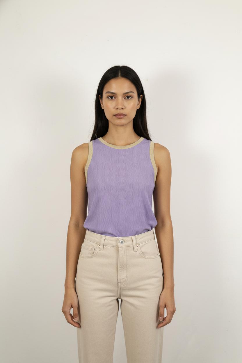 Débardeur Violet et Beige - Taille M/38