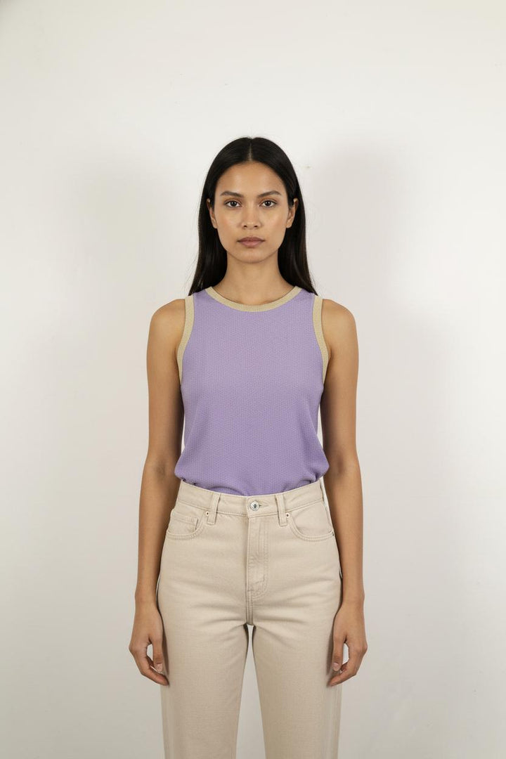 Débardeur Violet et Beige - Taille M/38