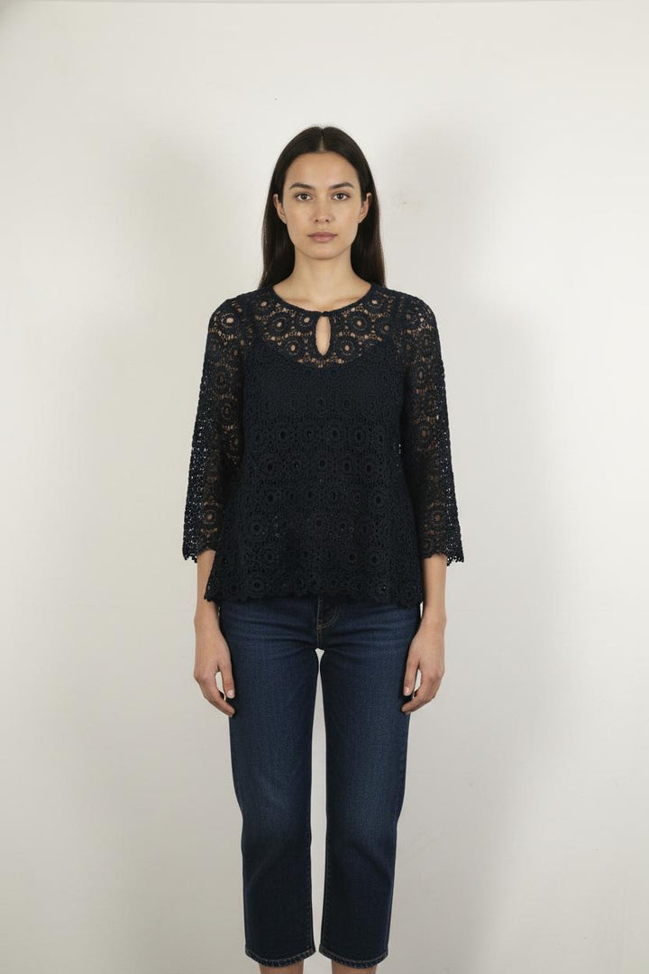 Blouse Brodée Bleue - Taille S/36