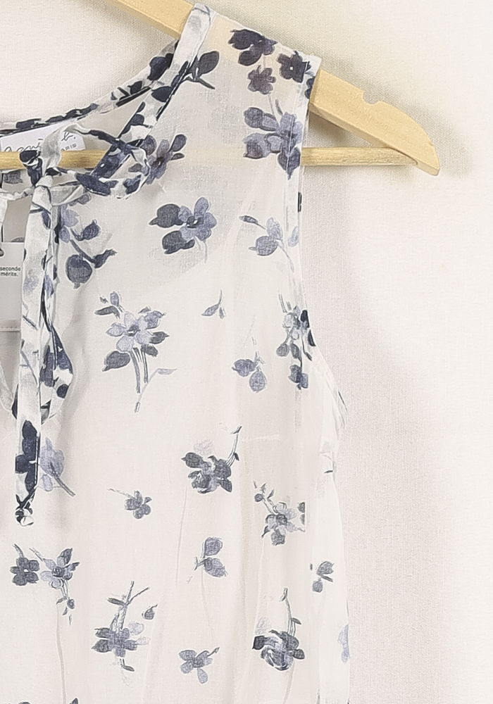 Robe Fleurie Blanche et Bleue - Taille S/36 de la marque Agnès b. | PARAD71116 - Vendu par Paradigme - Image 3