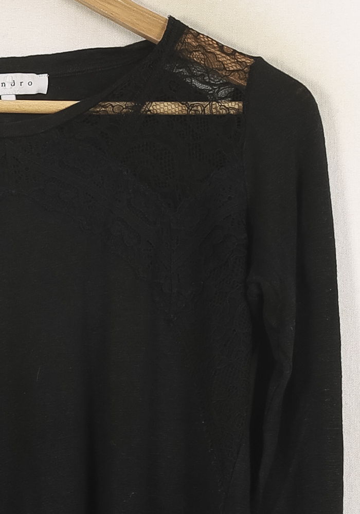 T-shirt Manches Longues Noir - Taille M/38 de la marque Sandro | PARAD71135 - Vendu par Paradigme - Image 3