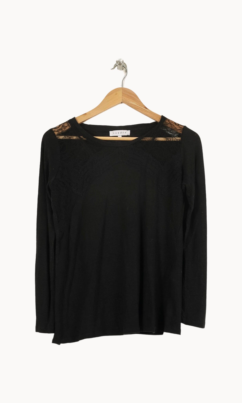 T-shirt Manches Longues Noir - Taille M/38 de la marque Sandro | PARAD71135 - Vendu par Paradigme - Image 2