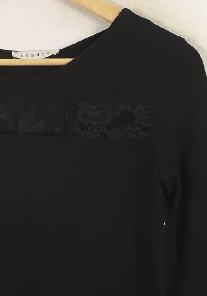 Robe Dentelle Noire - Taille S/36 de la marque Sandro | PARAD71308 - Vendu par Paradigme - Image 3
