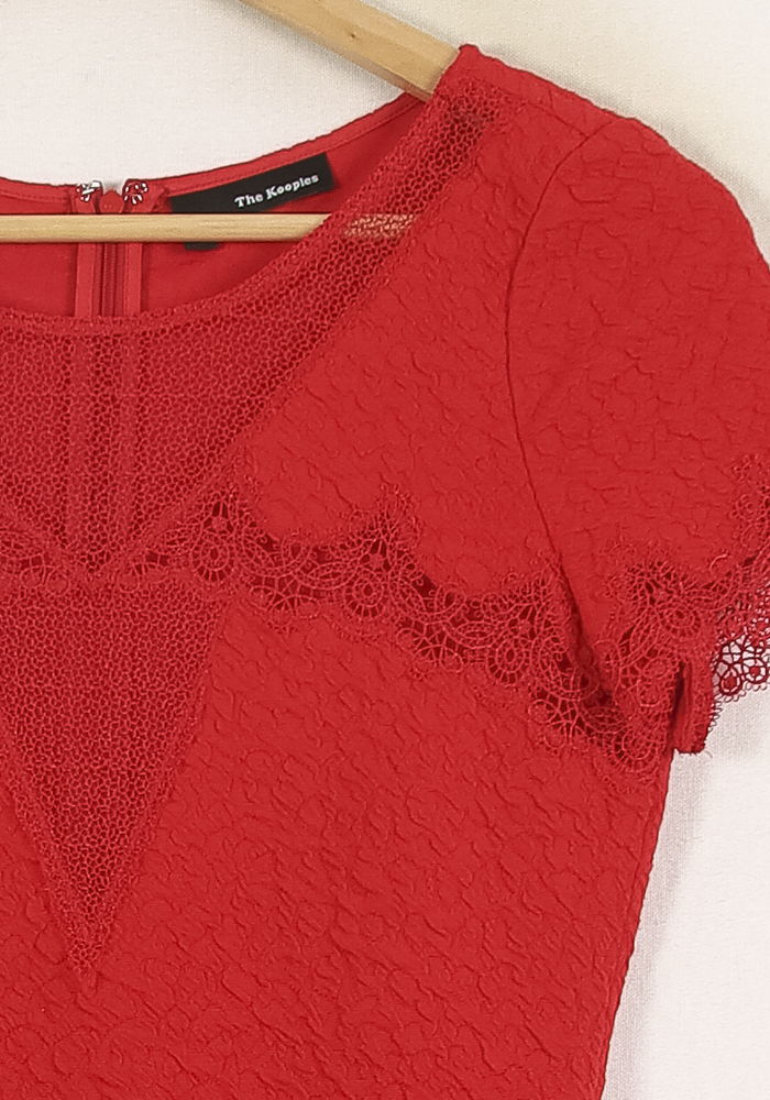 Robe Dentelle Rouge - Taille S/36 de la marque The Kooples | PARAD71312 - Vendu par Paradigme - Image 3