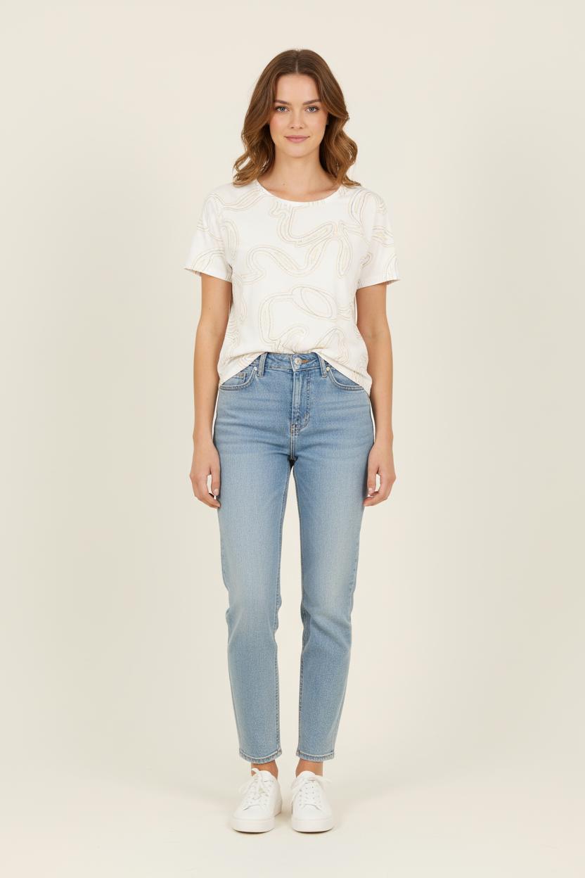 Tee-shirt Blanc et Jaune - Taille XS/34 de la marque One Step | PARAD71358 - Vendu par Paradigme - Image 1