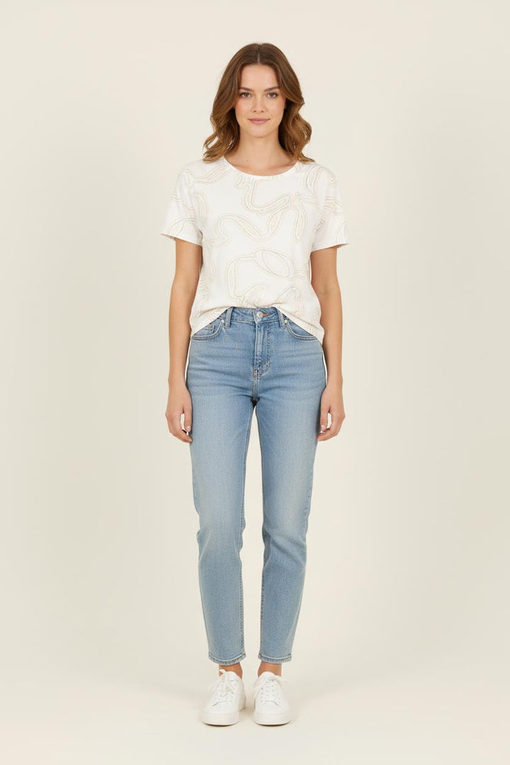 Tee-shirt Blanc et Jaune - Taille XS/34 de la marque One Step | PARAD71358 - Vendu par Paradigme - Image 1