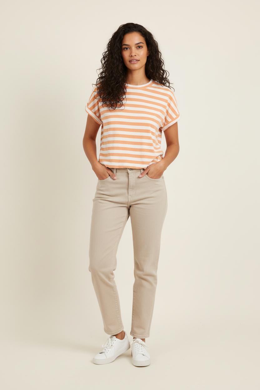 Pull Rayé Orange et Blanc - Taille S/36 de la marque Des petits hauts | PARAD71360 - Vendu par Paradigme - Image 1