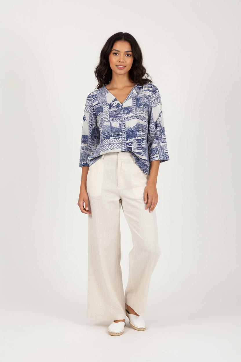 Blouse Bleue et Blanche - Taille S/36 de la marque Claudie Pierlot | PARAD71394 - Vendu par Paradigme - Image 1