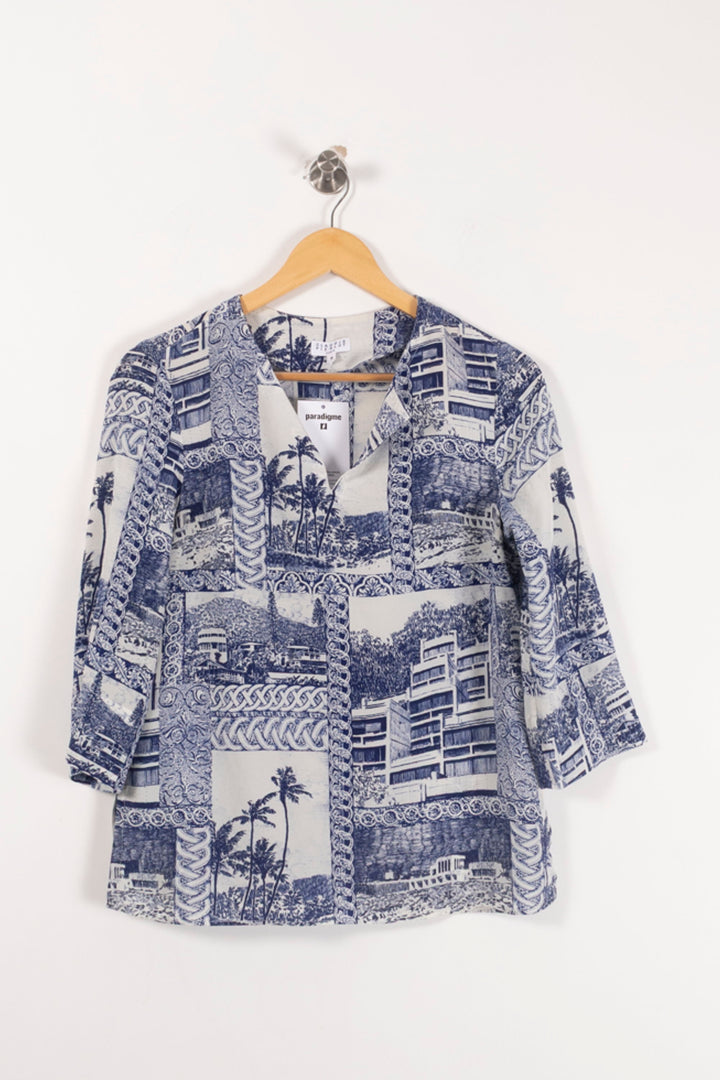 Blouse Bleue et Blanche - Taille S/36 de la marque Claudie Pierlot | PARAD71394 - Vendu par Paradigme - Image 2