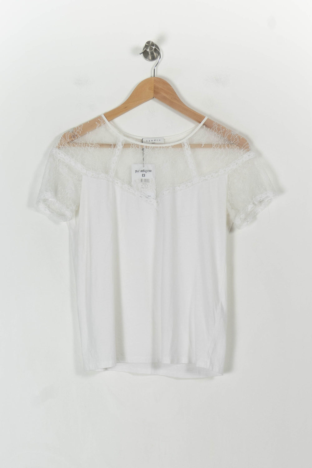 T-shirt Blanc - Taille XS/34 de la marque Sandro | PARAD71412 - Vendu par Paradigme - Image 2
