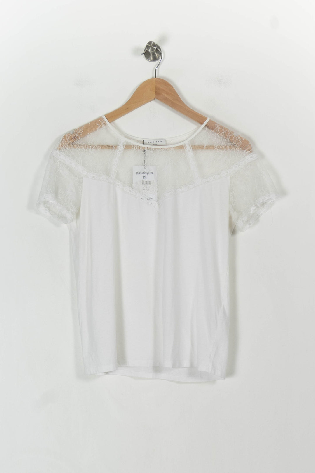 T-shirt Blanc - Taille XS/34 de la marque Sandro | PARAD71412 - Vendu par Paradigme - Image 2