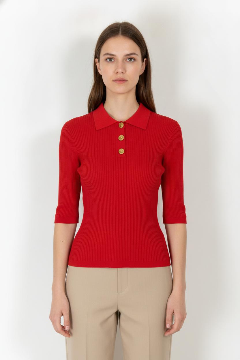 Polo Rouge - Taille S/36 de la marque Claudie Pierlot | PARAD71419 - Vendu par Paradigme - Image 1