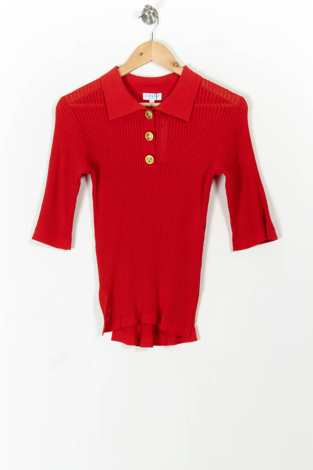 Polo Rouge - Taille S/36 de la marque Claudie Pierlot | PARAD71419 - Vendu par Paradigme - Image 2