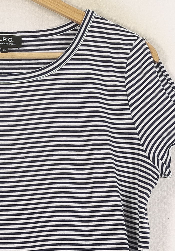 Tee-shirt Rayé Bleu et Blanc - Taille XL/42 de la marque A.P.C. | PARAD71438 - Vendu par Paradigme - Image 3