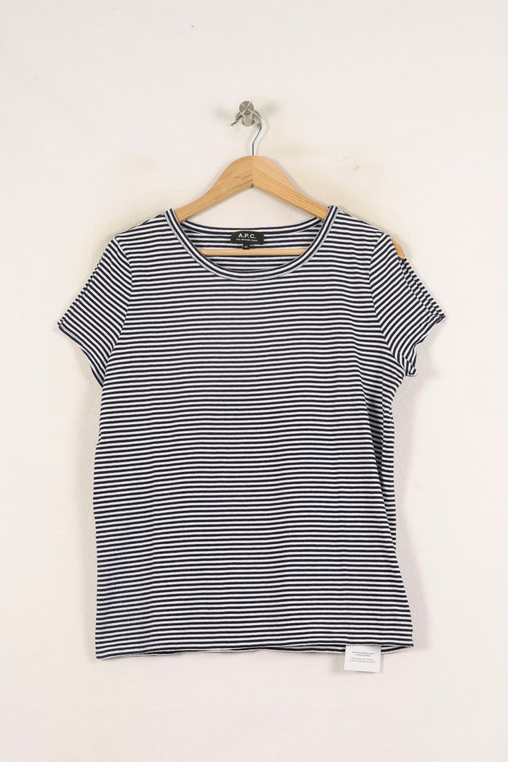 Tee-shirt Rayé Bleu et Blanc - Taille XL/42 de la marque A.P.C. | PARAD71438 - Vendu par Paradigme - Image 2