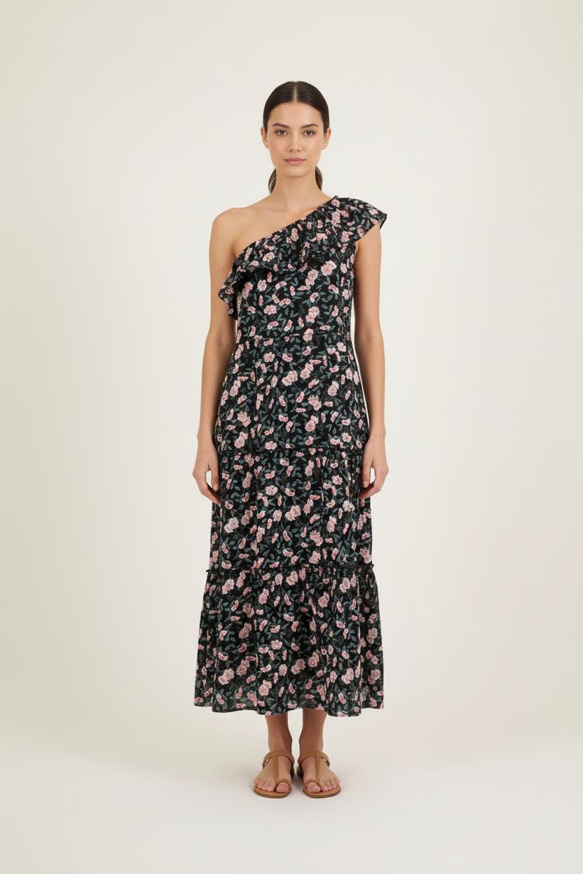 Robe Longue Fleurie Noire et Rose - Taille M/38 de la marque Petite Mendigote | PARAD71447 - Vendu par Paradigme - Image 1