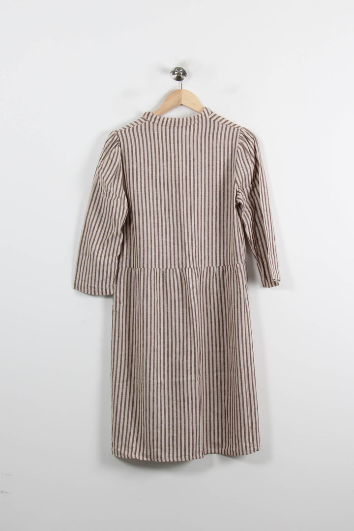 Robe Rayée Beige et Marron - Taille S/36 de la marque La Fée Maraboutée | PARAD71489 - Vendu par Paradigme - Image 4