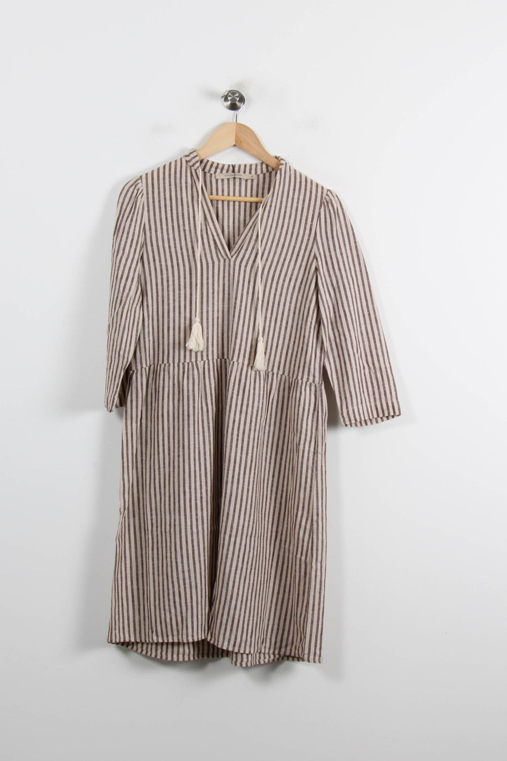 Robe Rayée Beige et Marron - Taille S/36 de la marque La Fée Maraboutée | PARAD71489 - Vendu par Paradigme - Image 2