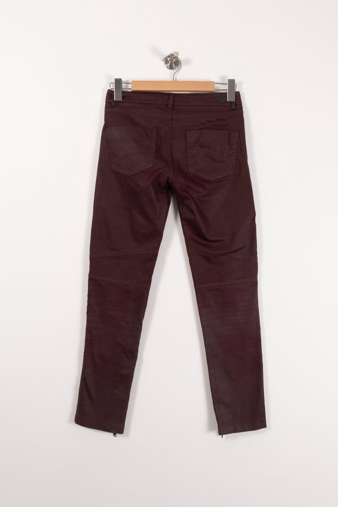 Pantalon en Cuir Bordeaux - Taille S/36 de la marque IKKS | PARAD71517 - Vendu par Paradigme - Image 4