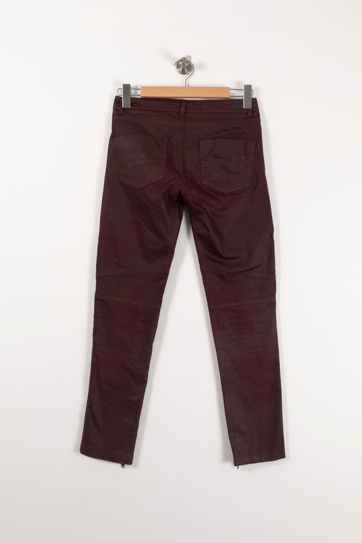 Pantalon en Cuir Bordeaux - Taille S/36 de la marque IKKS | PARAD71517 - Vendu par Paradigme - Image 4