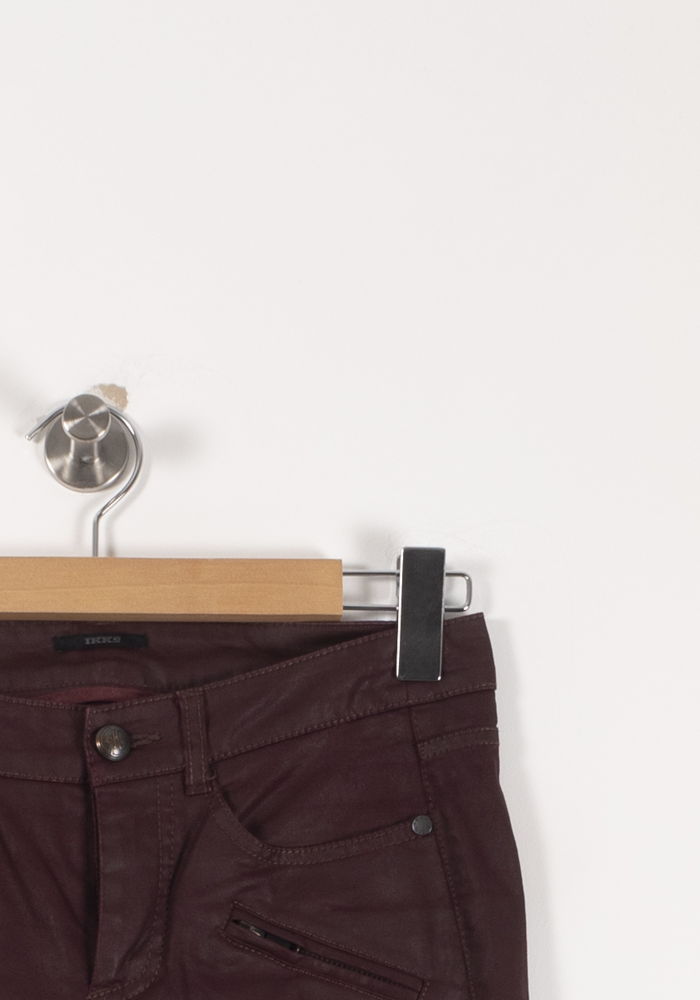 Pantalon en Cuir Bordeaux - Taille S/36 de la marque IKKS | PARAD71517 - Vendu par Paradigme - Image 3